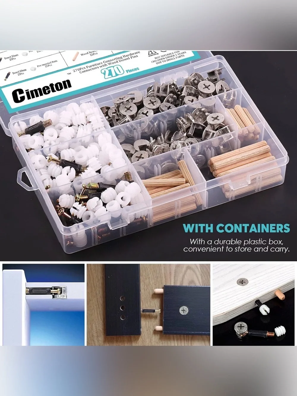 120Pcs Furniture Connecting Hardware Connectors Assortment Kit